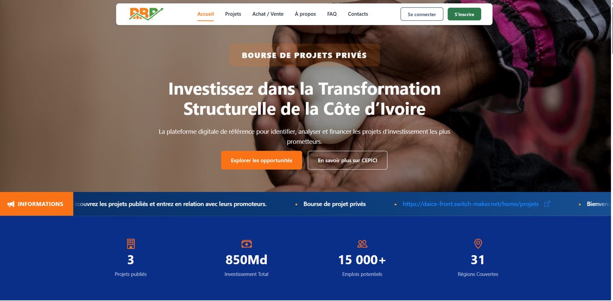 Interface de la plateforme DAICE